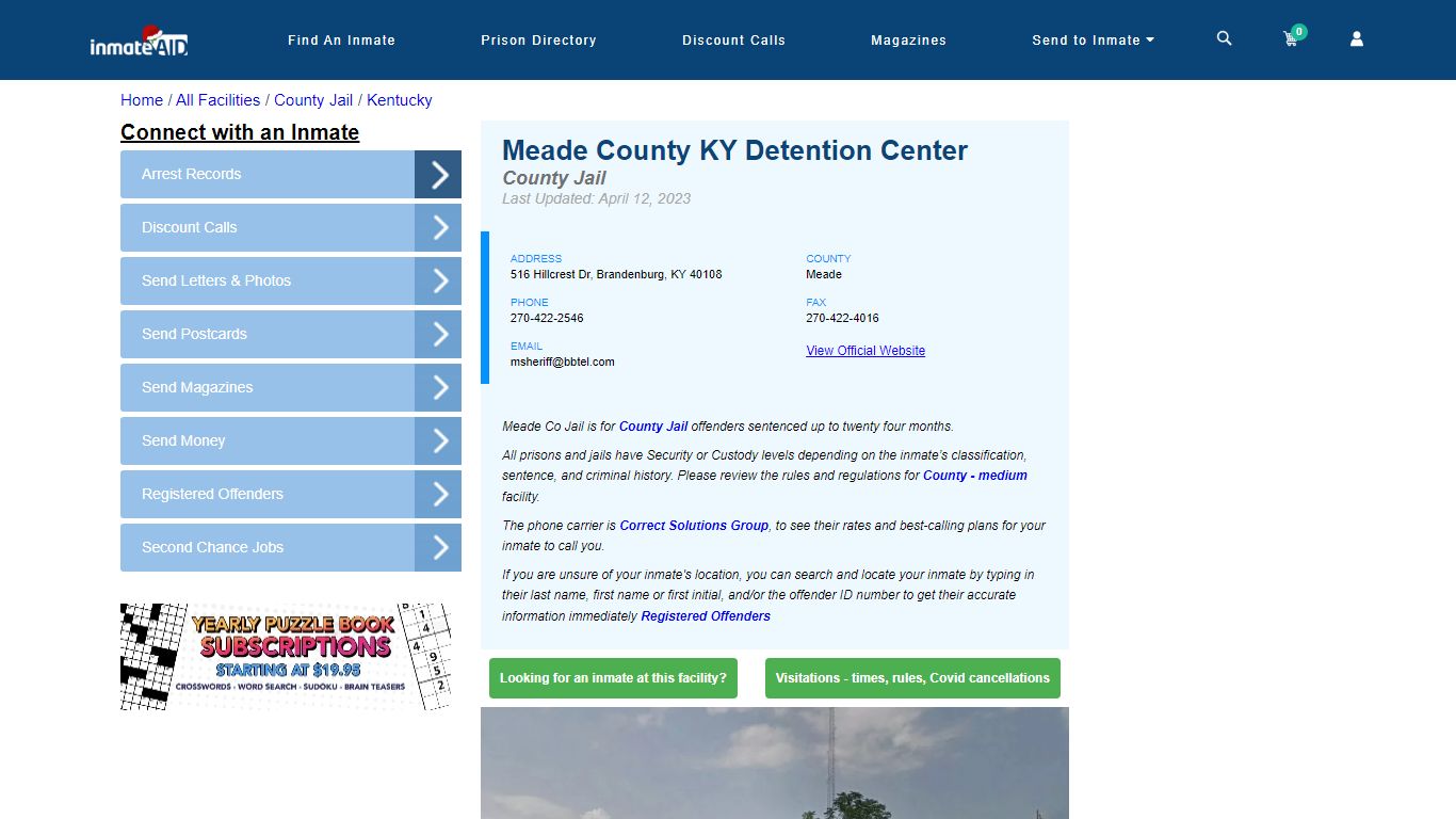 Meade County KY Detention Center - Inmate Locator - Brandenburg, KY